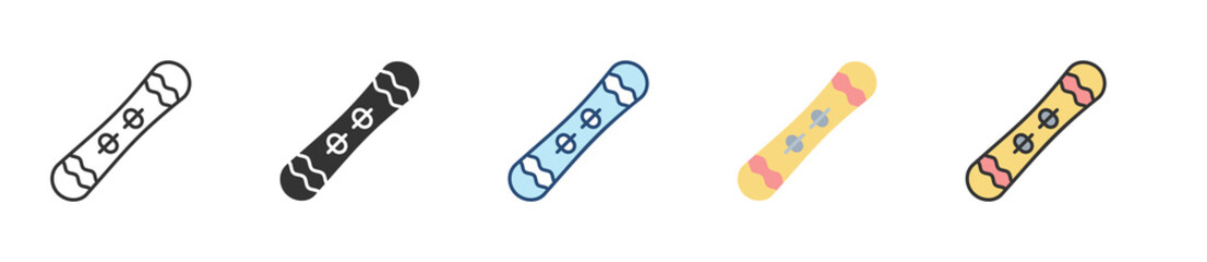 Skiboard Icon Set Multiple Style Collection