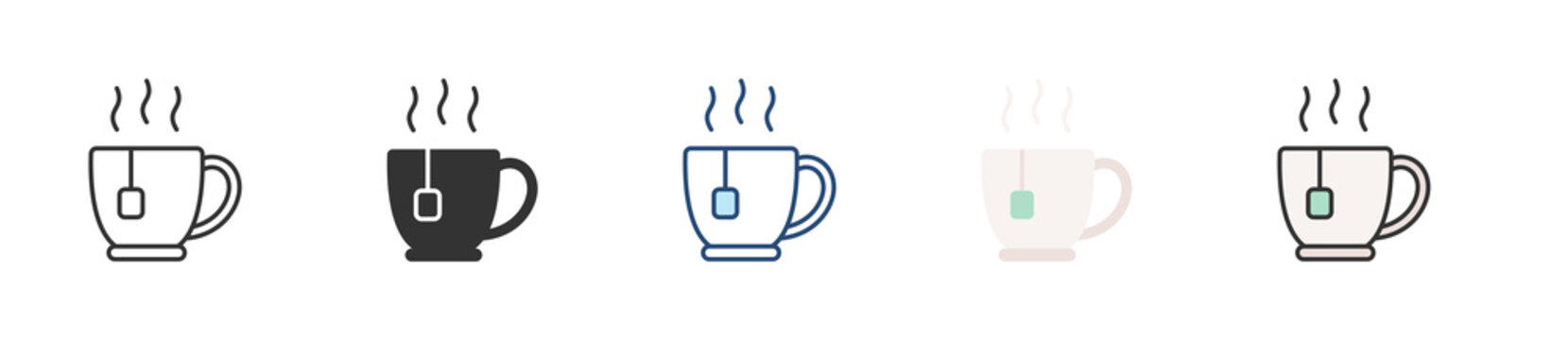 Tea Icon Set Multiple Style Collection