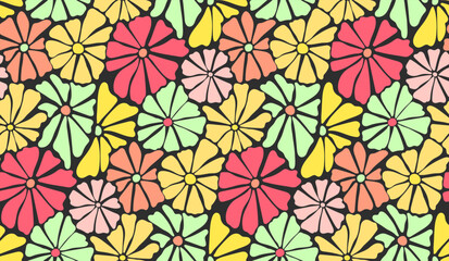 Seamless floral pattern with delicate white petal outlines on a dark teal background, great for fabric, stationery, and modern decorative use.