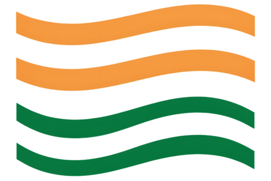 Abstract graphic design featuring flowing wavy lines in orange and green against a black background representing nature and energy