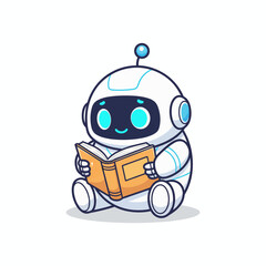 Mascot Robot Reading Book Illustration