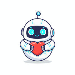 Robot With Heart Symbol Illustration