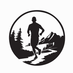 Outdoor Fitness Running Silhouette Vector Design on white background