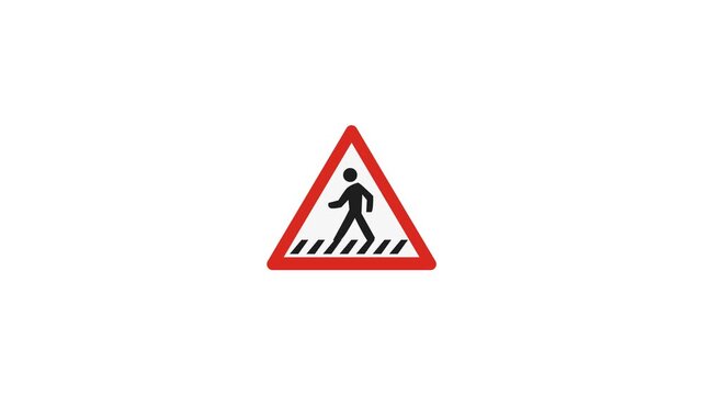 A humped zebra crossing warning sign in suburban Cape Town 4k on white background