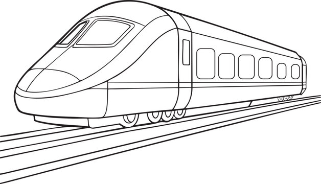 Bullet train design line art illustration for travel transportation and technology themed artwork