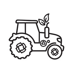 Obraz premium Tractor line drawing eco friendly farm vehicle