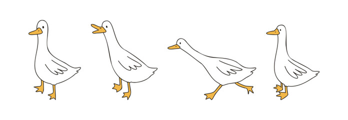 Cute walking goose vector illustration. Simple Friendly and playful cartoon in flat hand drawn style. © mothtsu