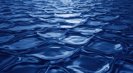 Abstract closeup of rippling water surface with blue hues and reflections