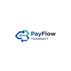 PayFlow Transact Logo with Arrows Symbolizing Financial Flow.
