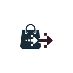 Fast checkout process icon with shopping bag and arrow.