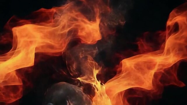 Abstract fiery background featuring dynamic orange and yellow flames design