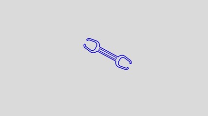 A simple blue outline of a double ended wrench or setting icon is centered on a plain light gray background