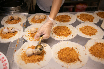 Taiwanese ice cream wrap, also known as peanut ice cream roll, a popular Taiwanese street dessert that combines sweet, crunchy, creamy, and chewy textures all in one handheld treat