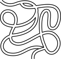 Maze Path for Kids Worksheet, Fun Abstract Maze Line Game, Abstract Doodle Maze Path Game