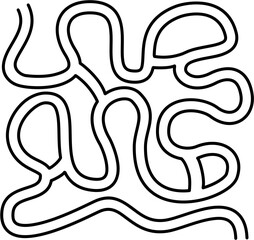 Maze Path for Kids Worksheet, Fun Abstract Maze Line Game, Abstract Doodle Maze Path Game