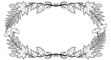 Floral frame with leaves and vines a decorative botanical illustration