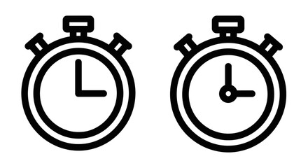 Two black and white stopwatch icons representing time and measurement