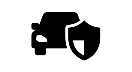 Car protection icon featuring a vehicle silhouette and shield symbol