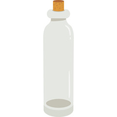 A Clear Glass Bottle With A Cork Stopper And A White Background