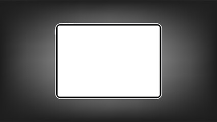 Modern black tablet computer with blank horizontal screen isolated on white background. vector