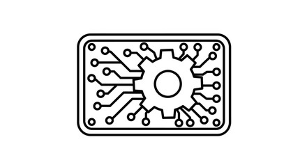 Circuit board with gear illustration a symbol of technology and innovation