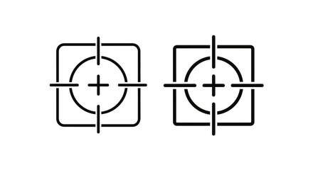 Two black crosshair target icons displayed against a stark white background