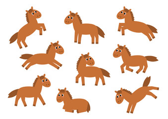 かわいい馬のいろいろなポーズセット