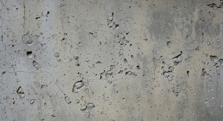 Close up of a gray concrete wall with a rough and pitted surface