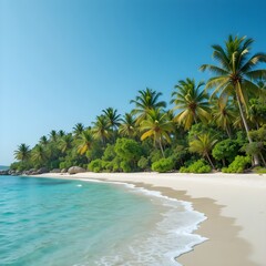 tropical beach with palm trees