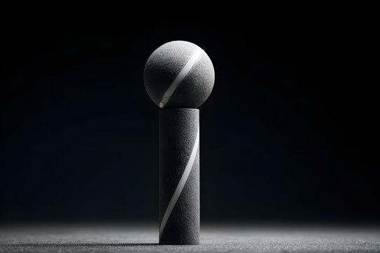 Tetherball Pole with Ball Wrapped Tightly Around Top Geometric Recreation Playground Equipment Photography