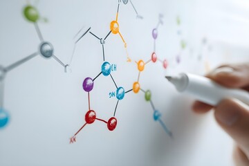 Chemistry Molecular Structures Drawn Multiple Colors Whiteboard Science Education Chemical Formulas Diagram Illustration
