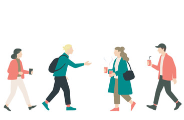 テイクアウトドリンクを持つ人々のベクターイラストセット