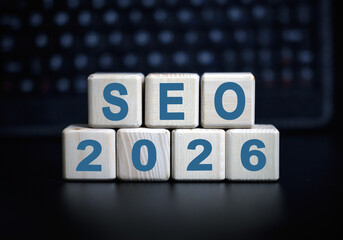 2026 concept - Seo on Wooden cubes