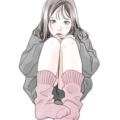 厚手の靴下を履いている女性