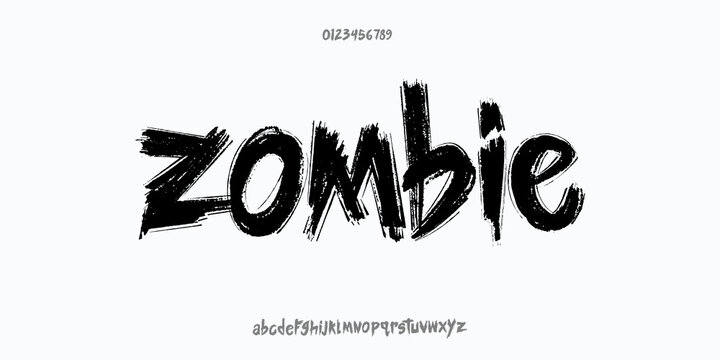 Distressed Grunge Font. Horror Comic Brush Font. Cartoon Graffiti Font. Display Playful font. Creative Hand Drawn Alphabet. Street Art Fashion Designs vector illustration