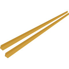Pair of golden wooden chopsticks arranged diagonally on a clean white background showcasing their natural wood grain texture and smooth finish for Asian cuisine preparation