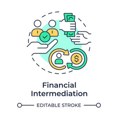 Financial intermediation multi color concept icon. Money transaction between people. Round shape line illustration. Abstract idea. Graphic design. Easy to use in infographic, presentation