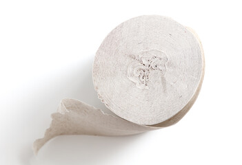 A roll of toilet paper is shown on a white background