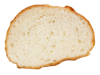 A slice of bread is shown on a white background