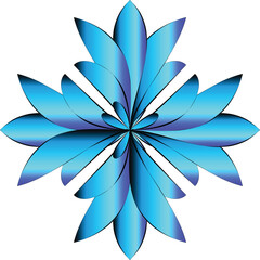Abstract blue flower with petals radiating outward