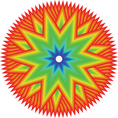 Vibrant starburst mandala with radial gradient colors