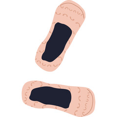 Pair of peach colored no-show socks with dark blue insoles isolated on transparent background detailed drawing clean design
