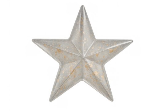 Christmas star ornament with ancient gold texture, festive seasonal tree decoration, transparent background