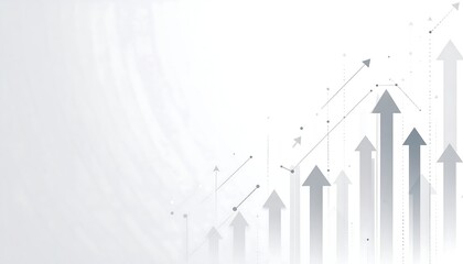Abstract illustration of upward pointing arrows in shades of gray, connected by lines, symbolizing growth and positive trends against a white background.