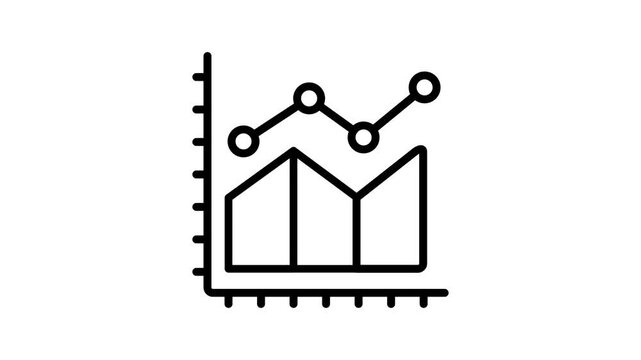 A outline style animated icon of upward growth chart