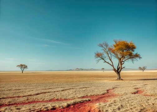 Desolate landscape with a vast empty plain
