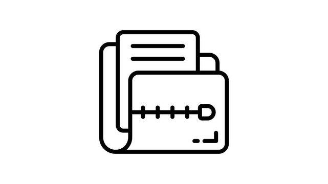 A outline style animated icon showing compressed zip folder