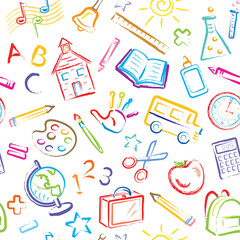 seamless pattern with school accessories
