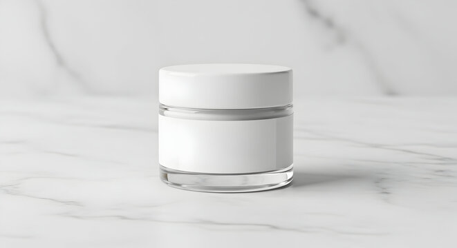 Elegant glass jar mockup, perfect for your next skincare product marketing campaign and online shop visuals 110 chars