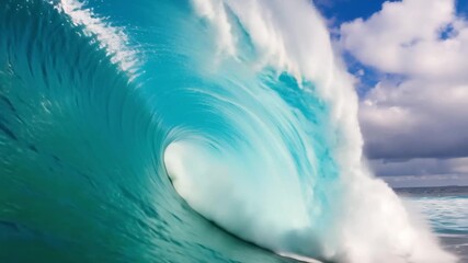 Experience the raw power of a massive ocean wave crashing with incredible force, perfect for conveying strength, nature's power, and thrilling adventures